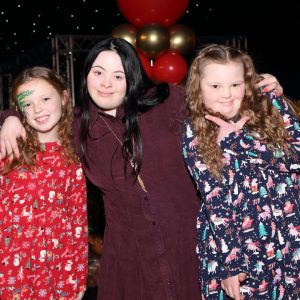 Ellie Goldstein with Molly and Lily Beddall