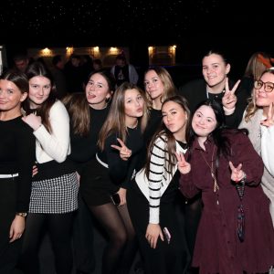 Ellie Goldstein with some of the students from Harlow College
