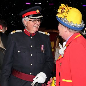 Deputy Lord Lieutenant Charles Anderson with one of the clowns