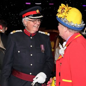 Deputy Lord Lieutenant Charles Anderson with one of the clowns